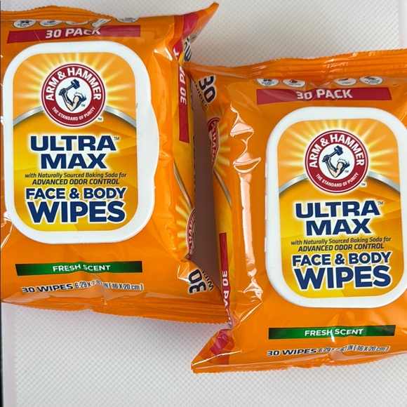 2 pack Arm & Hammer Ultra Max Face & Body Wipes - Fresh Scent 30 wipes - Picture 1 of 4